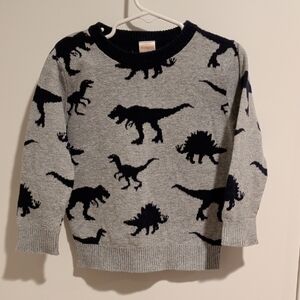 Gymboree Grey Sweater with Navy Dinosaur Motif